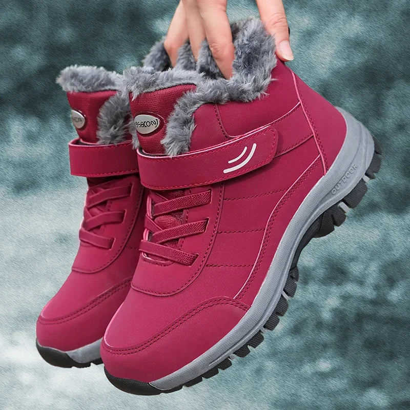 Outdoor Hiking Boots for Women Platform Snow Shoes Boots Plush Keep Warm Men Boots Winter Ankle Boots Comfortable Walking Shoes