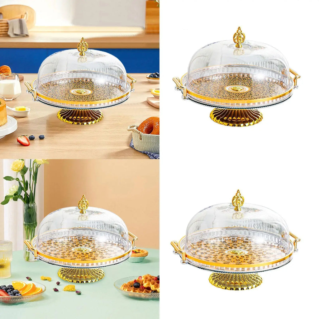 Decorative Kitchen Platter with Lid Cupcake Candy Display Tray Multifunctional Salad Bowl Cake Stand for Candy Cupcake Muffins