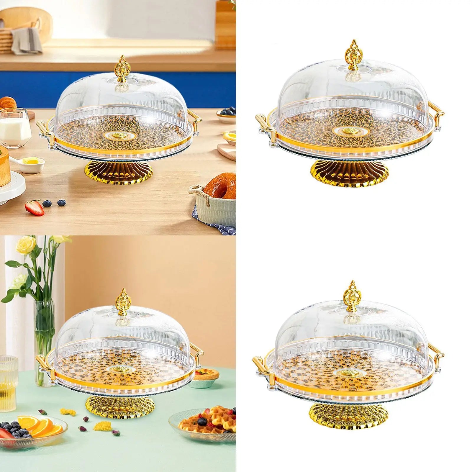 Decorative Kitchen Platter with Lid Cupcake Candy Display Tray Multifunctional Salad Bowl Cake Stand for Candy Cupcake Muffins