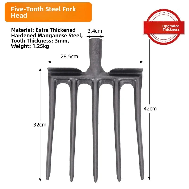 Soil Tilling Fork Farming Tool Four-Tooth Five-Digging Spade for Potato And Sweet Potato Garden Hand Tool Heavy Du Steel