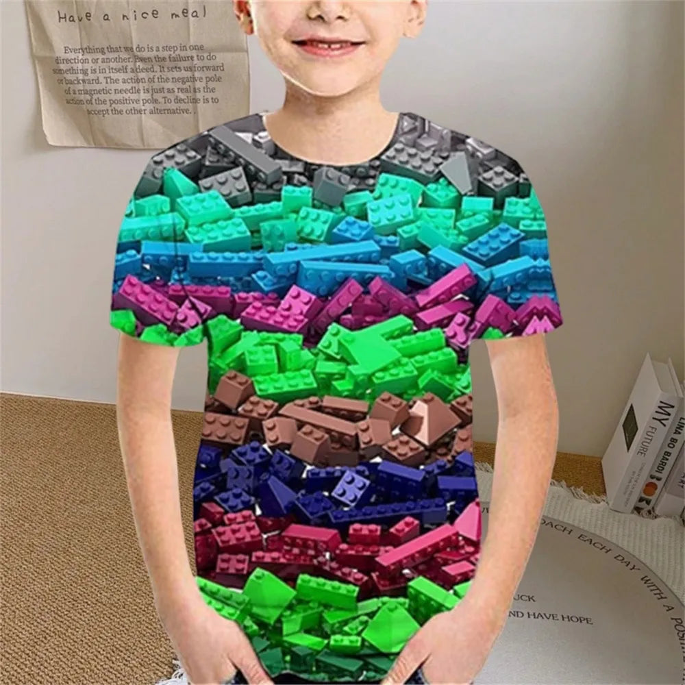 Kids Clothes Colored Particles T-Shirt Boy Girls Children Clothing for Boys Child Top Summer Short Sleeve Casual T-Shirt 7 to 10