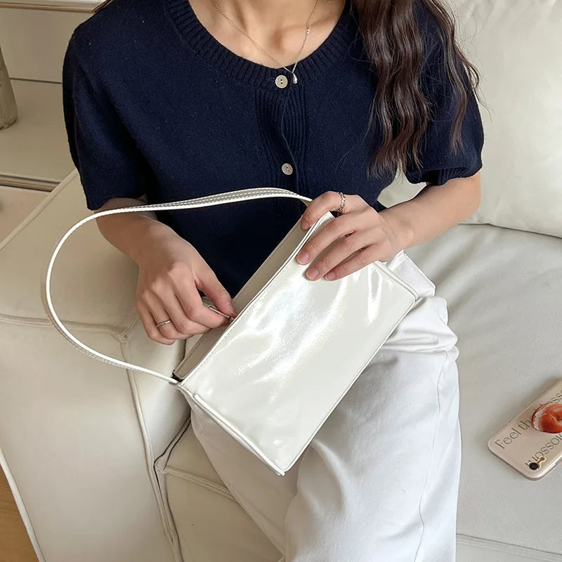 Fashion Female Handbags Luxury Ladies Small Clutches Purse Silver Tote Evening Bag Pu Leather Shoulder Underarm Bags for Women
