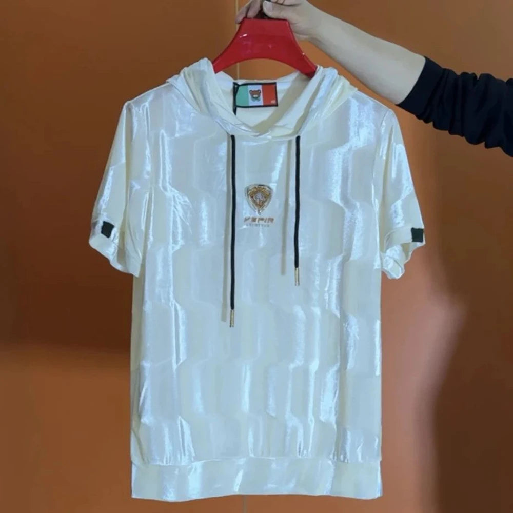 Mens T Shirt Soft Smooth Hooded T Shirt Summer Streetwear Fashion Breath Versatile Trendy Short Sleeved Top Men'S Clothing 2026