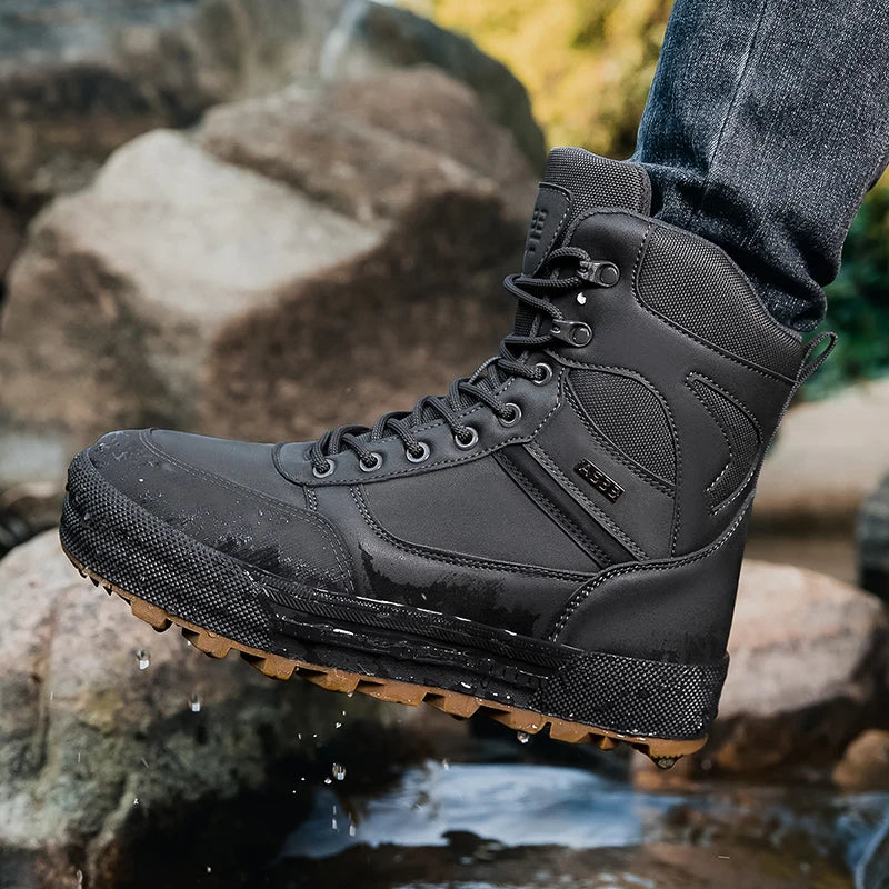 Men's Outdoor Hiking Tactical Boots Military Work Waterproof Work Safety Hunting Shoes Ankle Desert Boots Sports Climbing Shoes