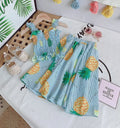 Kids Clothes Girls Summer Fashion Fruit Printed Slim Fit Camisole Top+Umbrella Skirt Sets Children's Daily Casual Wear