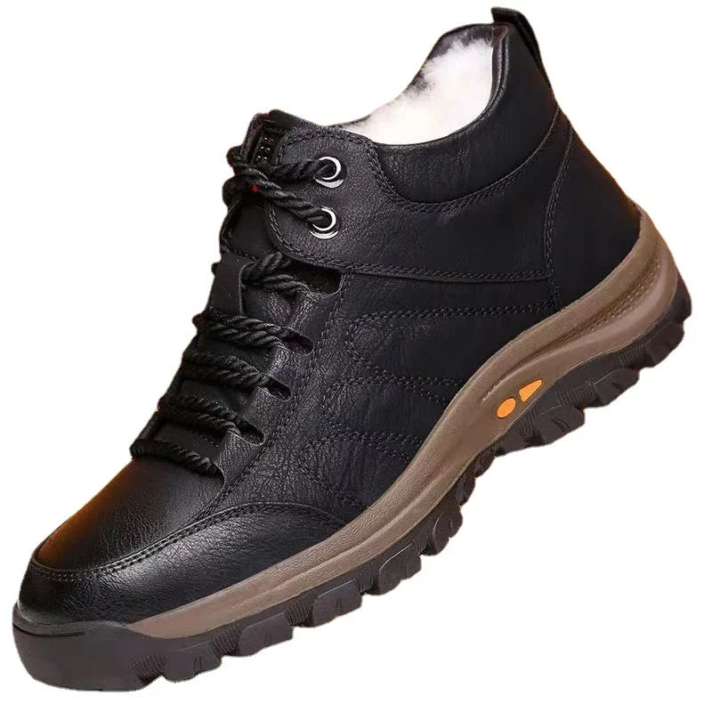 Men’s Winter Sneakers High Top Leather Lined Hiking Casual Sports Shoes
