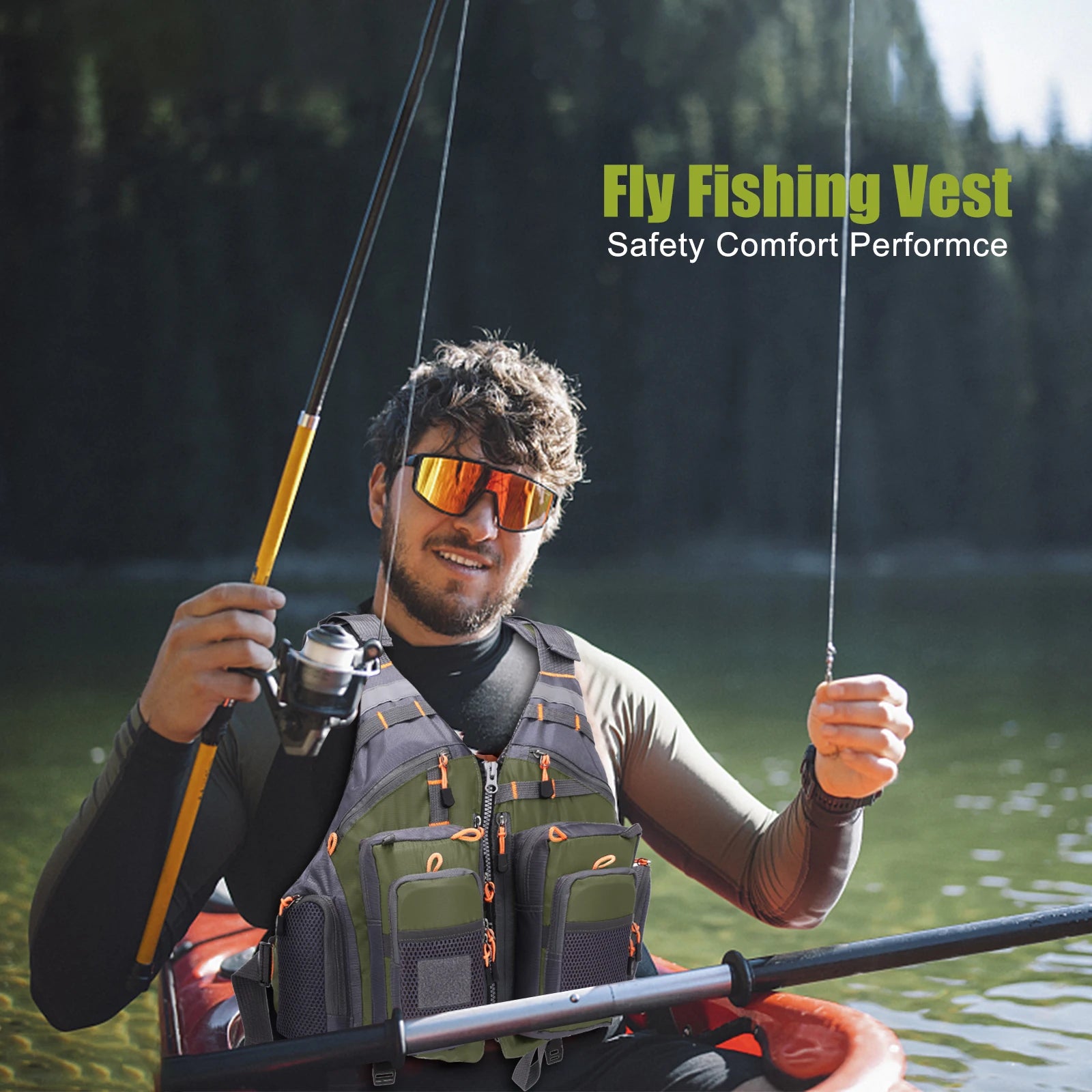 Outdoor Breathable Padded Fishing Life Vest Superior 209lb Bearing Life Safety Jacket Swimming Sailing Vest Floatation
