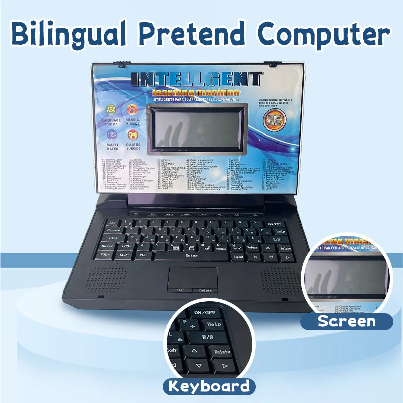 Kids' Educational Laptop Toy (Ages 3+) – 60+ Learning Games for ABCs, Math, Music, Logic, Typing, Drawing & More – Bilingual Pre