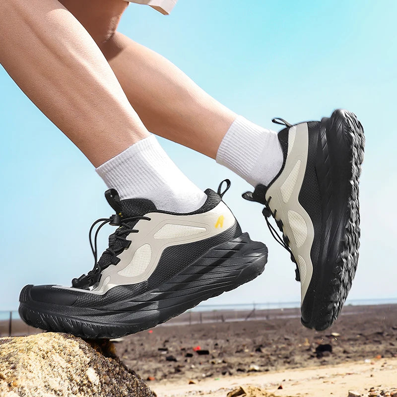Men Hiking Shoes Waterproof Casual Walking Hiking Boots Outdoor Rubber Camping Trekking Non-Slip Women Mountain Walking Sneakers