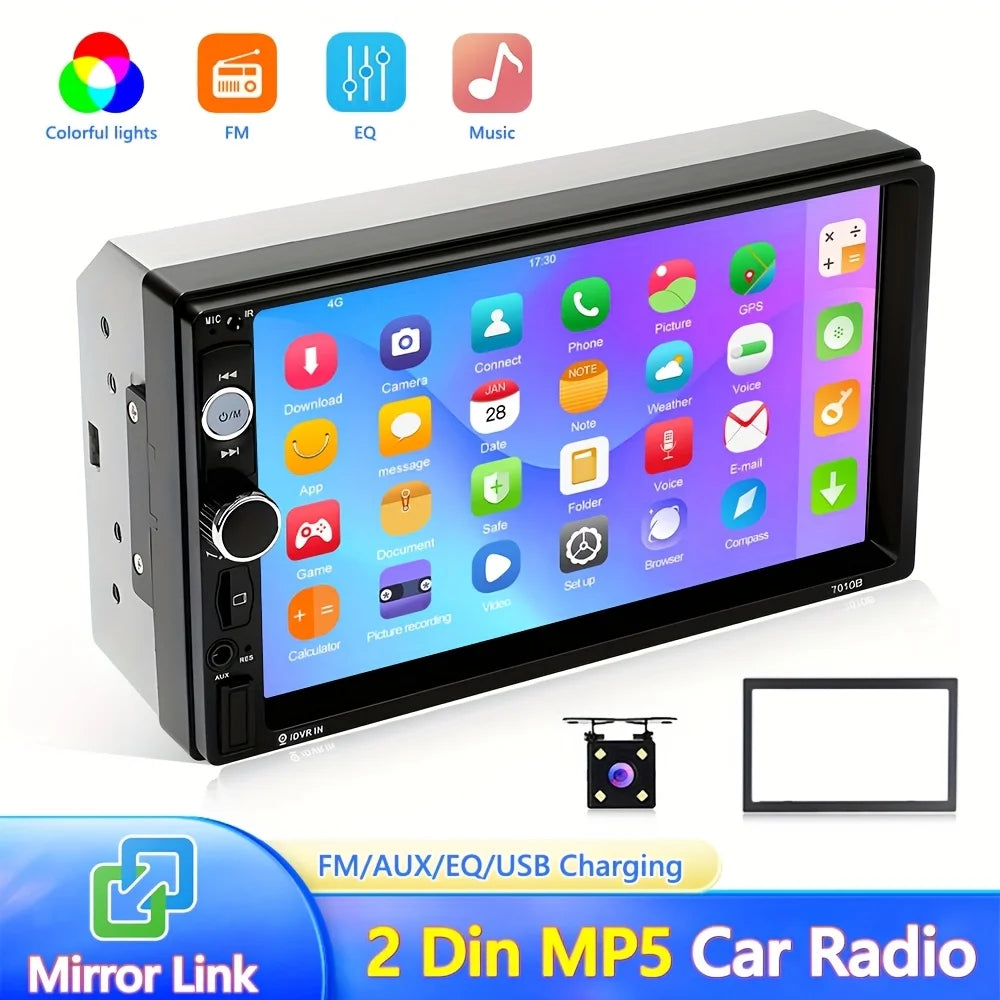 Car Stereo 2 Din Car Radio 17.78 cm MP5 Player with HD Screen Digital Display Multimedia Support USB SD with Backup Camera