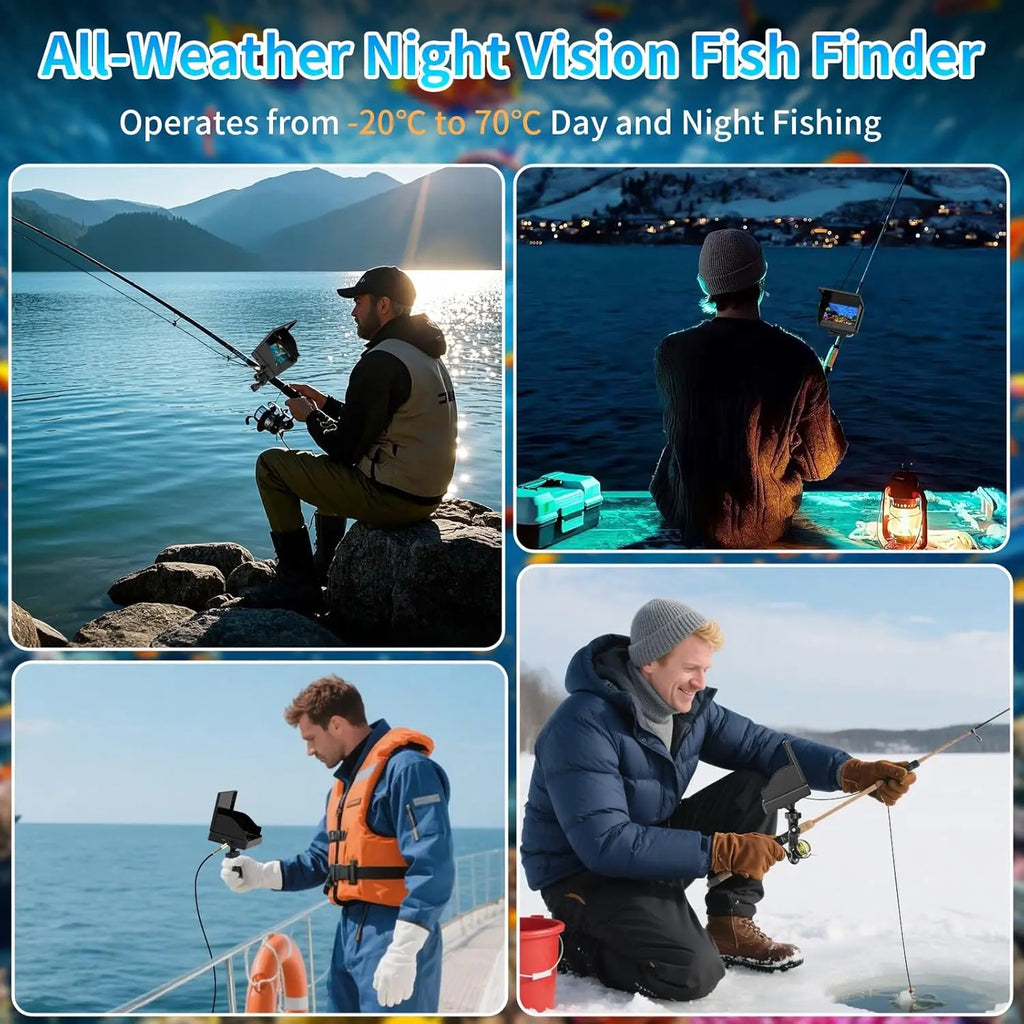 Portable Fish Depth Finder Water Handheld 1080P 4.3 Inch LCD Fish Finder Waterproof Underwater Fishing Camera With Night Vision