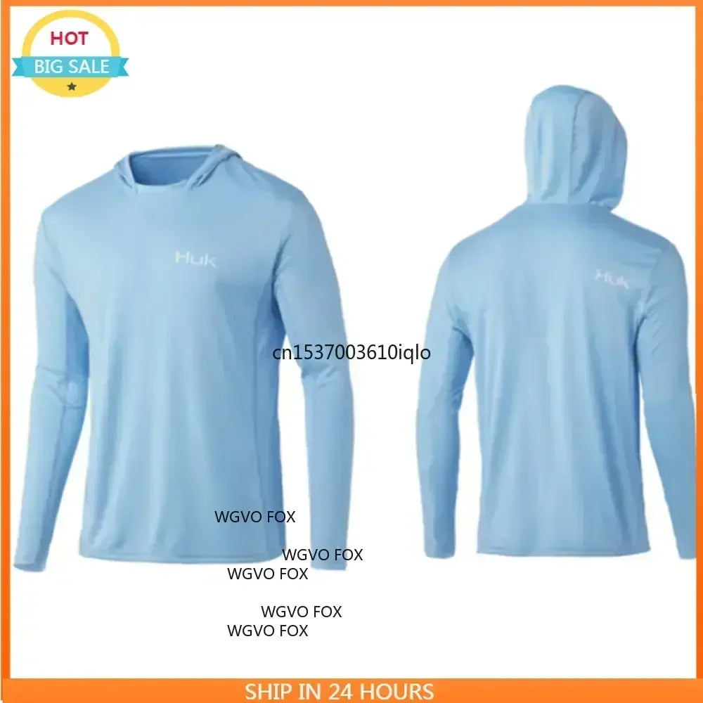 Fishing Apparel Clothing Men Long Sleeve Fishing T-shirt Sun Protection Uv Breathable Hooded Angling Camisa De Pesca
