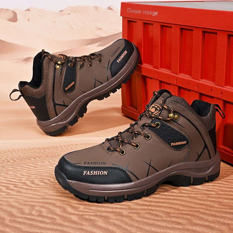 Men's Professional Outdoor Hiking Shoes, Mid-Top Ankle-Protecting Sports Running Shoes, Waterproof and Breathable Mountain Hiking Boots, Lightweight Off-Road Shoes