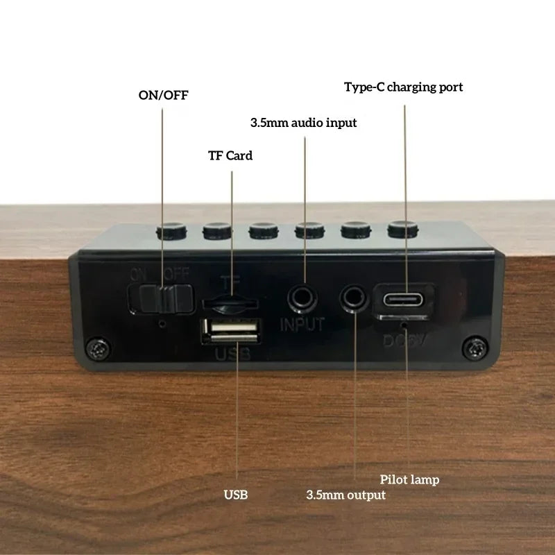 6 Speakers Wooden Bluetooth Speaker Sound Bar TV Echo Wall Home Theater Sound System 3D Stereo Surround Sound Bar for PC/TV