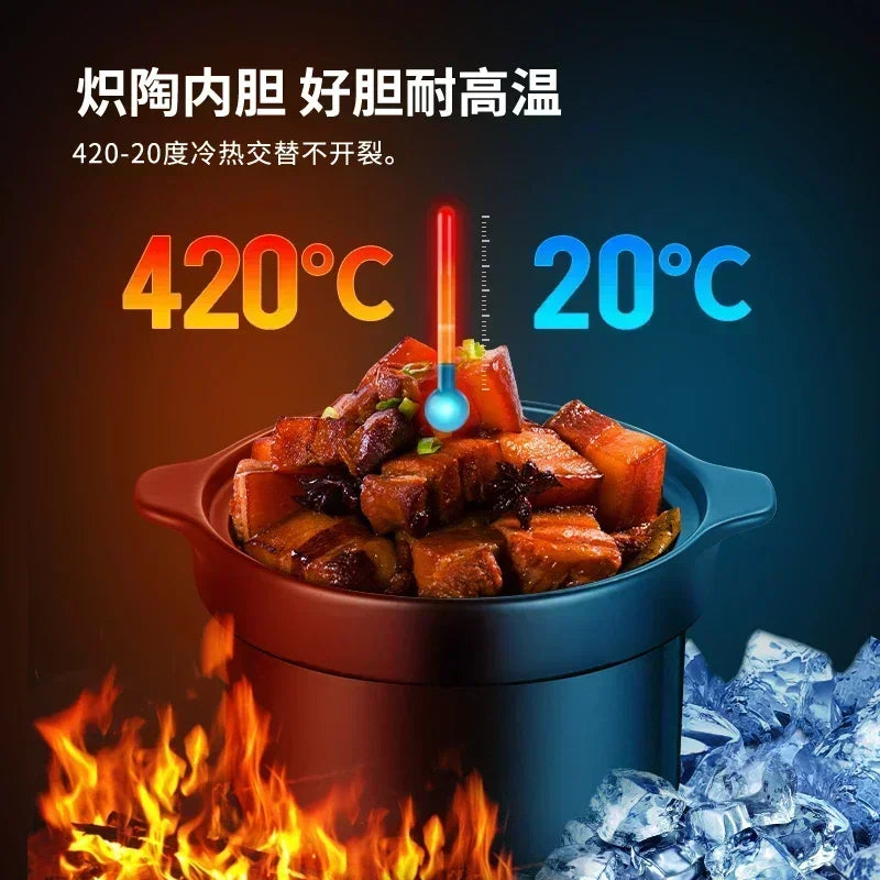 220V Electric Stew Pot Home Intelligent Automatic Soup Electric Casserole Purple Sand Ceramic Pot Slow Cooker Crock Pan AE