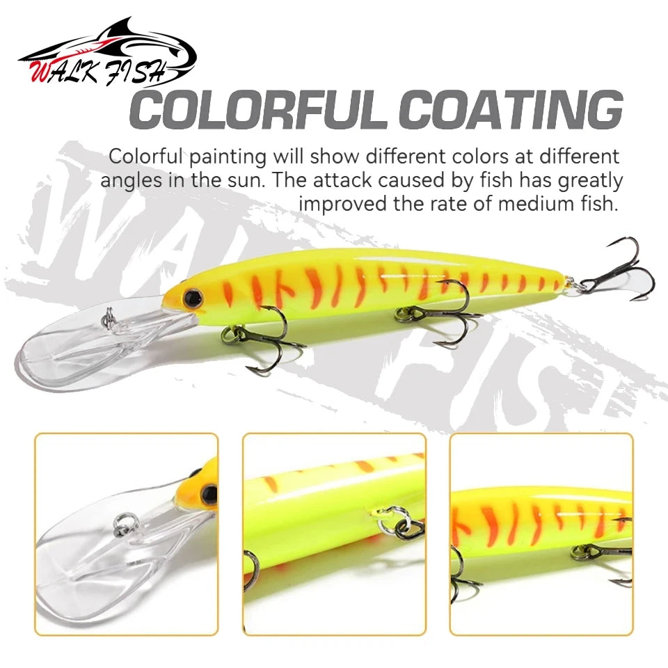 WALK FISH Deep walleye Trolling Fishing Lure Wobbler 12cm 20g Floating Crankbait Minnow Bass Pike Bait Depth 0-6m Fishing Tackle