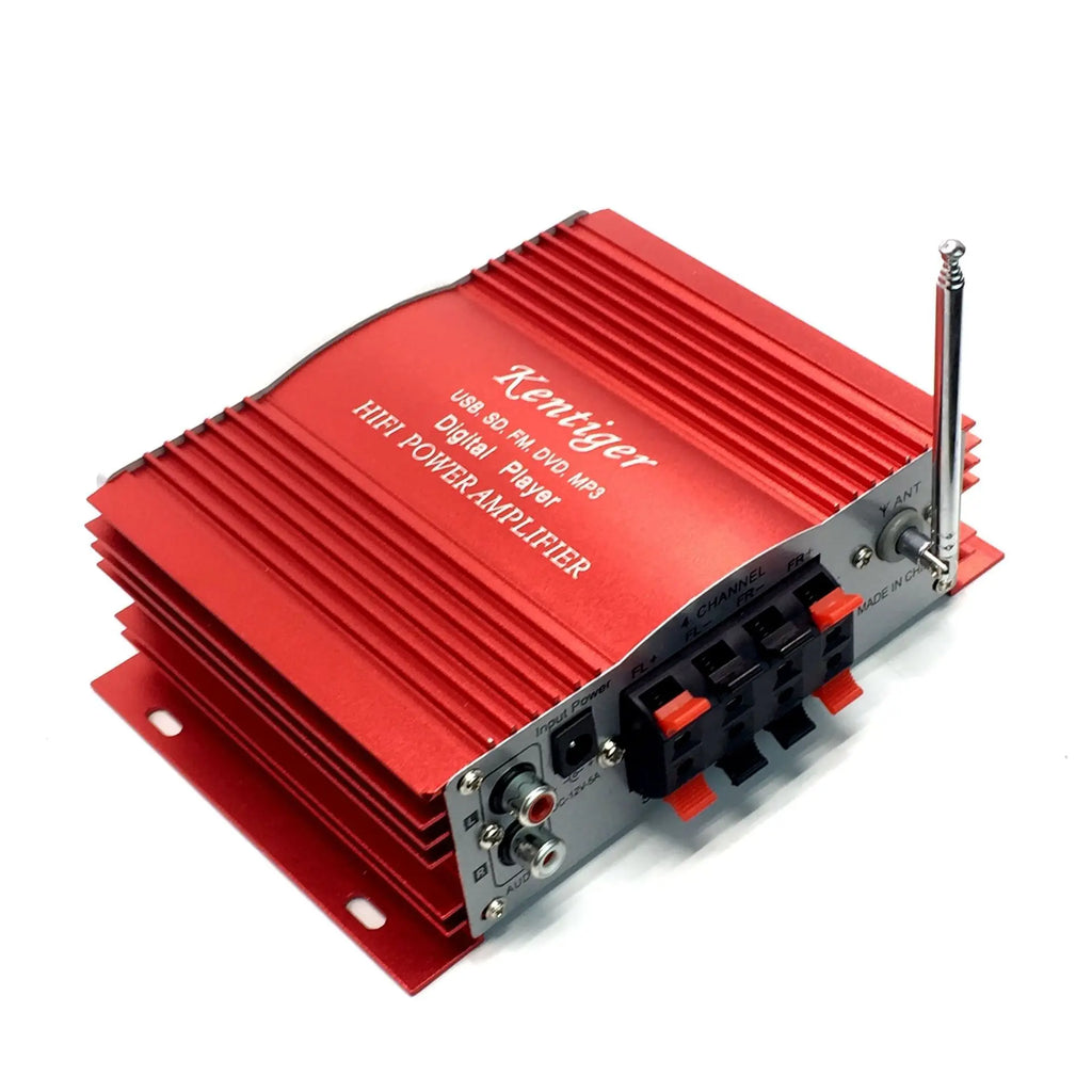 Hi-Fi Car Stereo Amplifier Four-channel Output Speaker 12V Plug-in Card Usb Lcd Display Power Player Auto Remote Control