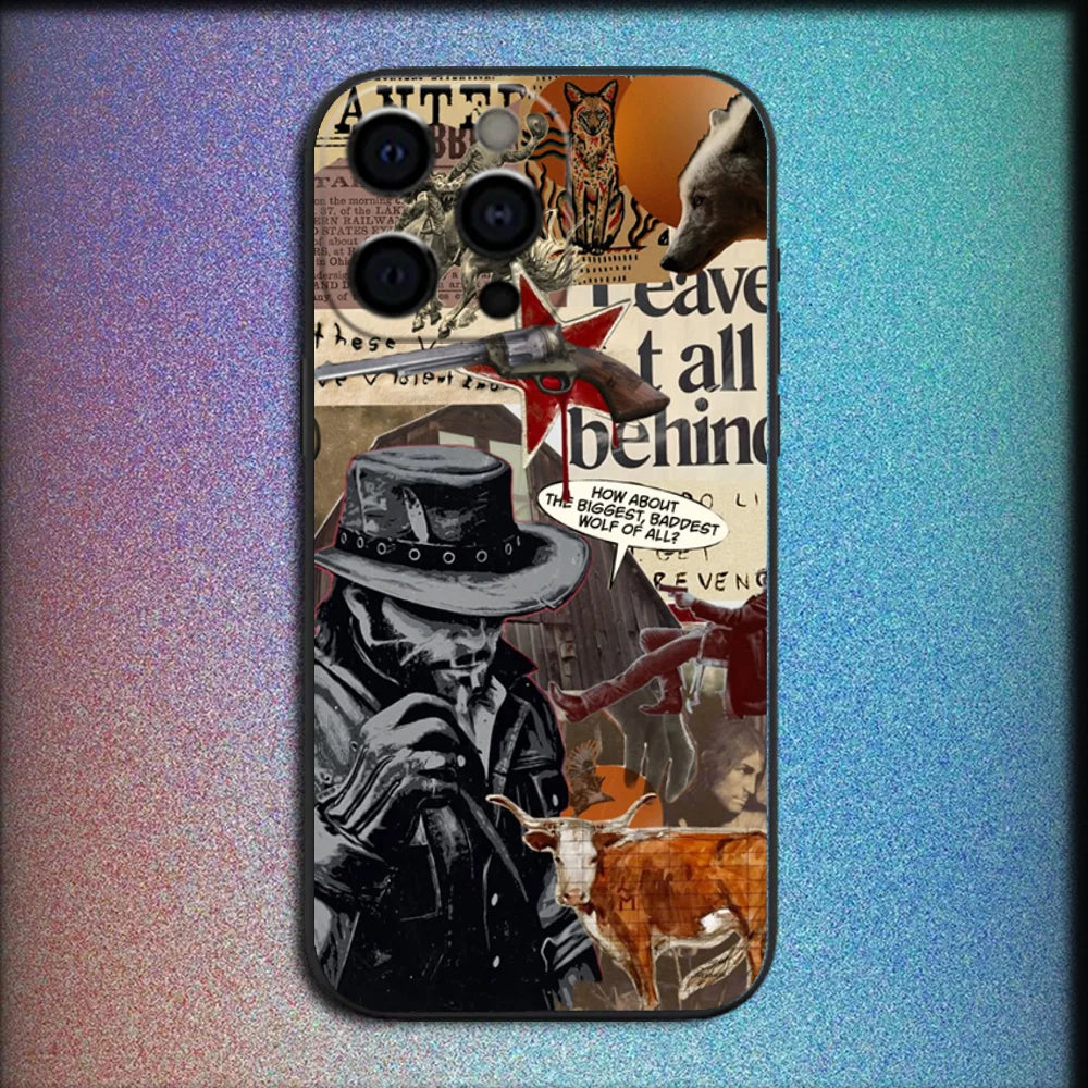 R-Red Dead Redemption RDR 2 Phone Case For iPhone 16,15,14,13,12,11,Pro,X,XS,Max,XR,Plus,Mini Soft Black Cover