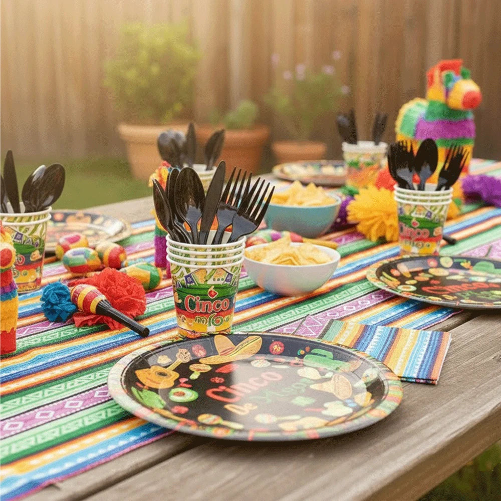Cinco de Mayo Party Supplies Mexican Fiesta Party Decor Tableware Plate Napkin Banner Cake Topper For Carnival Birthday Party