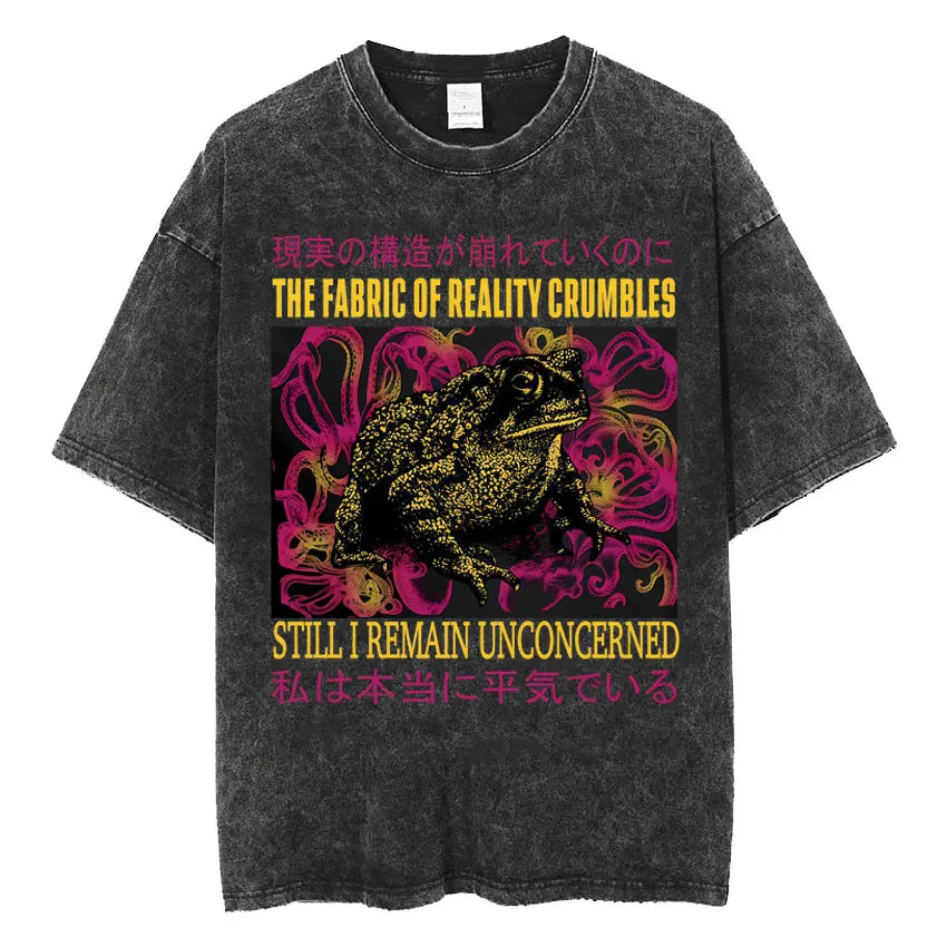 Mens Clothes Vintage Washed The Harbinger of Awkward Situations Weirdcore Japanese Funny Short Sleeved Round Neck Y2k Tshirt