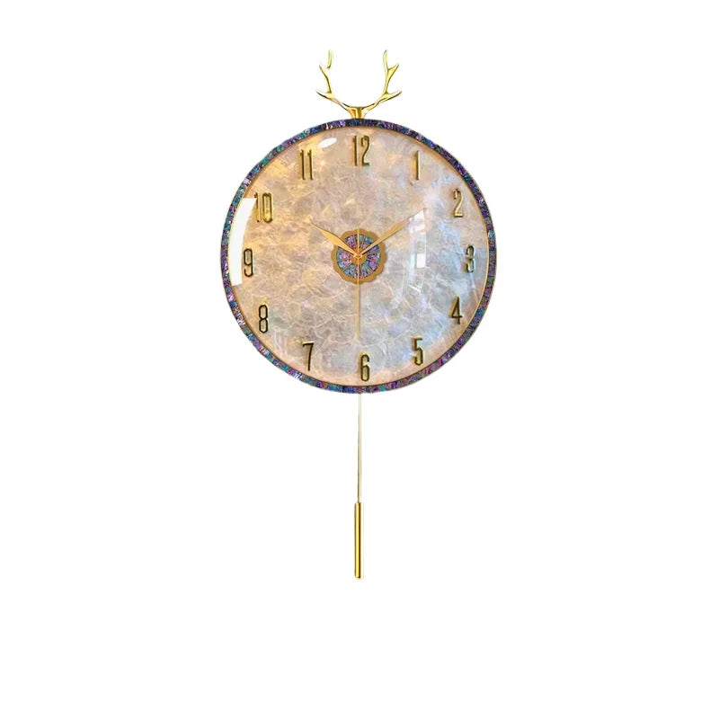 Brass Radio Wave Wall Clock Silent Modern Auto-Sync Timepiece for Bedroom 2024 Minimalist Living Room Decor