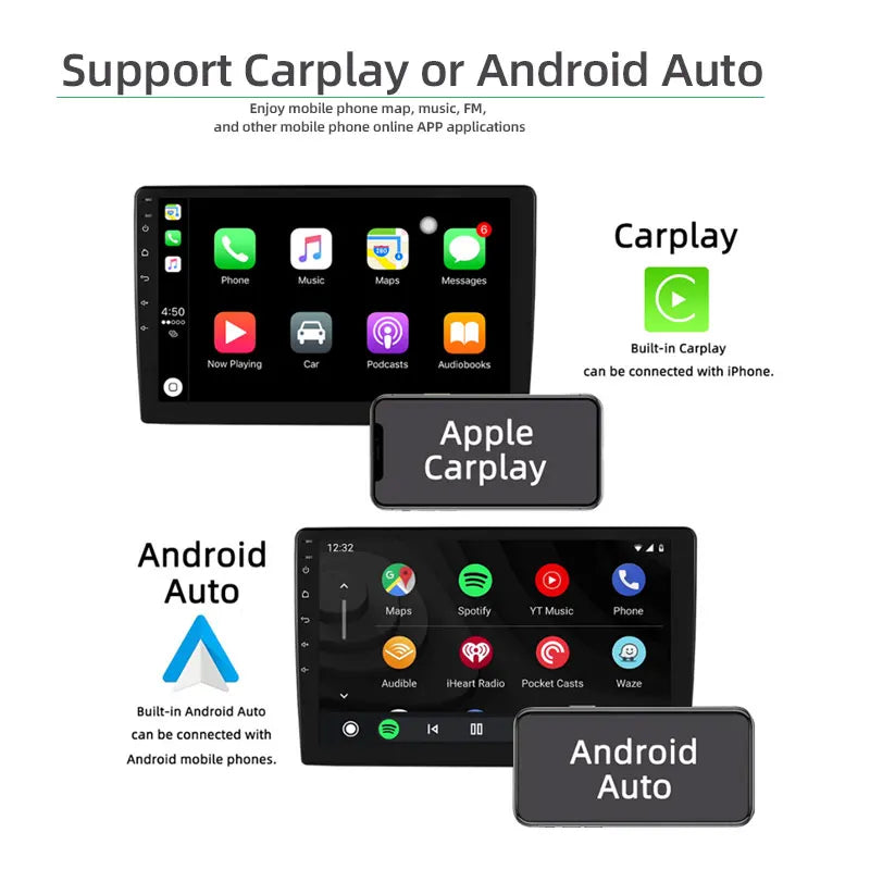 Car radio with GPS Multimedia player with Android 12 7/9/10''2 Din Universal Stereo Carplay AUTO for Volkswagen, Nissan, Hyundai