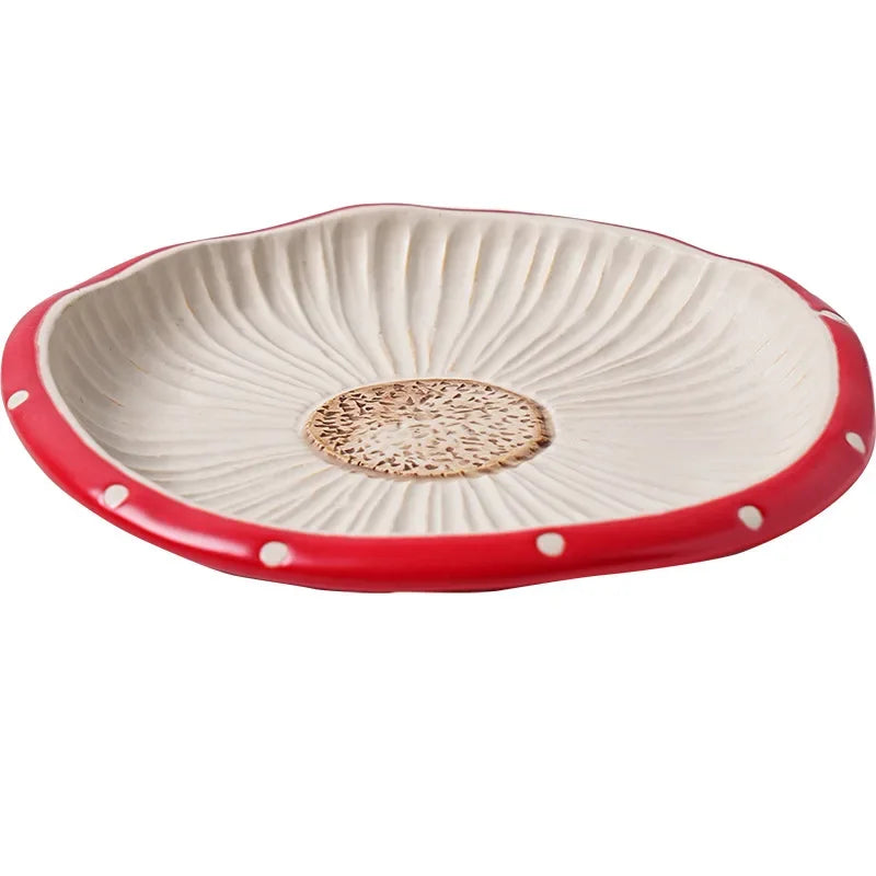 Red Mushroom ceramic Coffee Mug Dinner Plates Noodle Bowls Salad Bowls Teapot Cakepan Afternoon Tea Party Gift for Girl