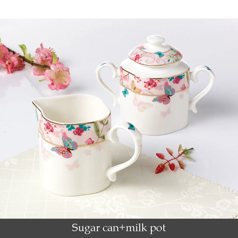 Ceramic Plate Set Glazes Party Flora Tableware Set Porcelain Breakfast Dessert Plates Dishes Noodle Bowl Coffee Cup Home Decor