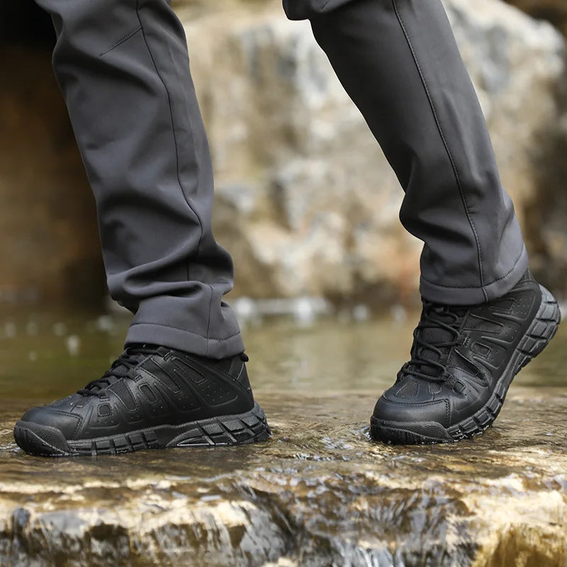 Hiking shoes Men waterproof hunting Boots Cow Leather Tactical Desert Combat Ankle Male working mountian trekking Sneakers