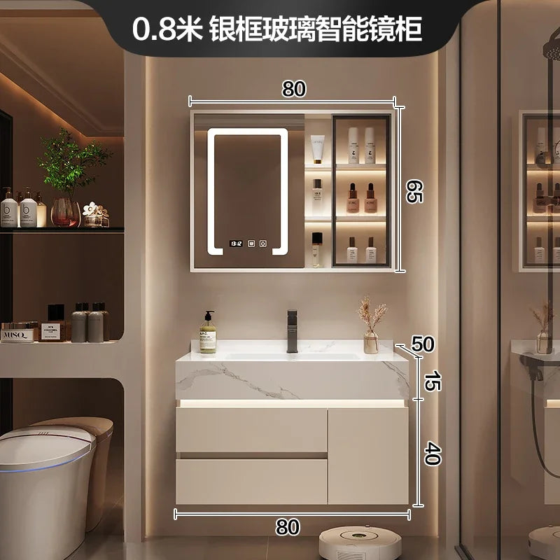 Partitions Storage Bathroom Cabinet Organizer Mirror Wall Shelves Accessories Toilet Cupboard Luxury Gabinete Home Furniture