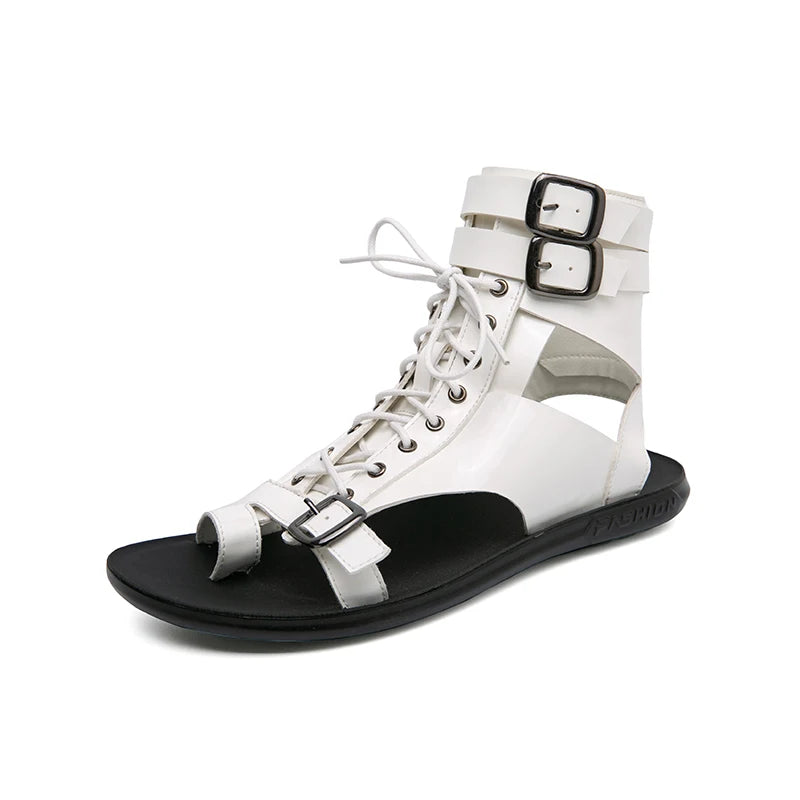 Gladiator Sandals Shoes for Men Walking Summer Cork Roman Mens Black White Beach Leather Designer Brand Flip Flops Ankle Boots