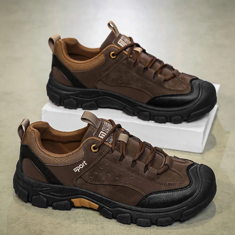 Men's Hiking Camping Shoe Waterproof Leather Upper Non Slip Hiking Boots Outdoor Durable Non Slip Sole Sports Shoes Large Size