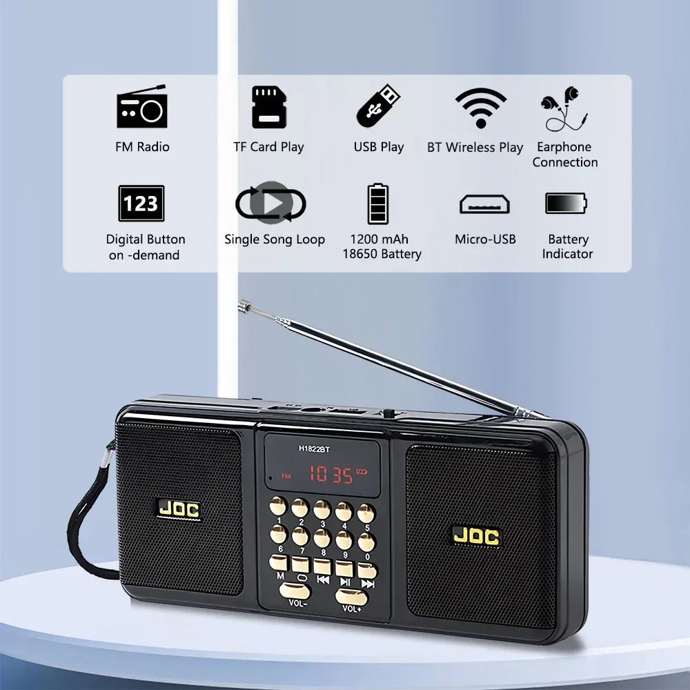 Mini Portable Speaker Radio Handheld Rechargeable Digital FM USB TF MP3 Player Bluetooth Speaker Devices Supplies for Computers