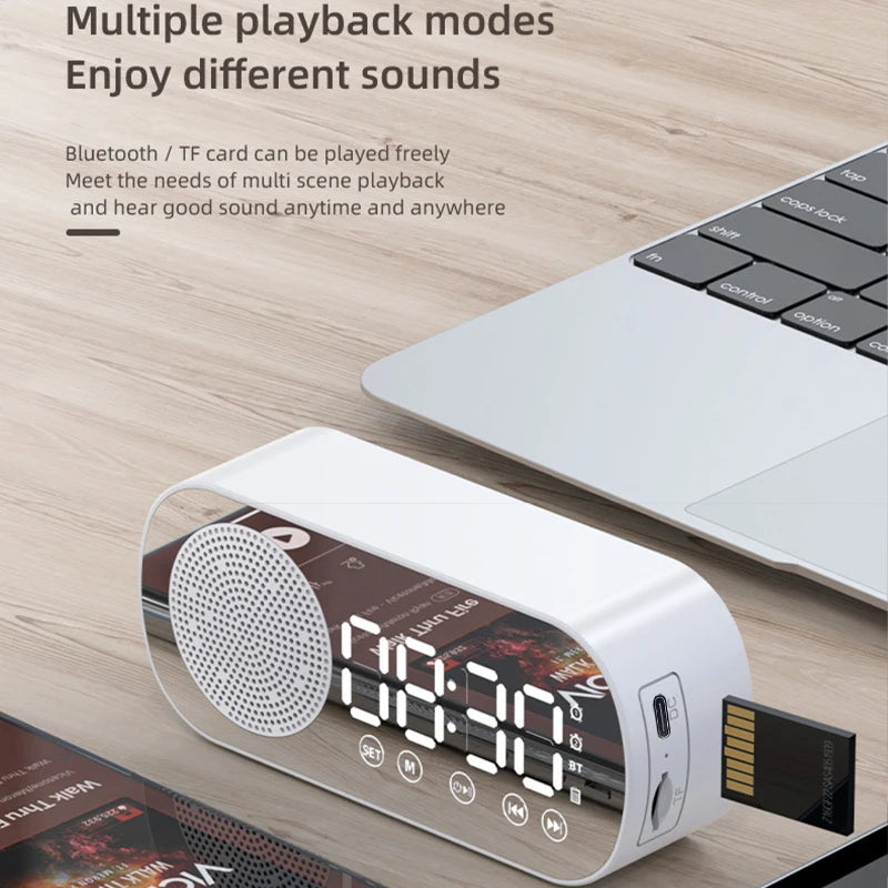 Digital Alarm Clock Wireless Bluetooth Speaker Multi-functional Subwoofer Clock Mini AI Smart Alarm Clock Speaker Music Player