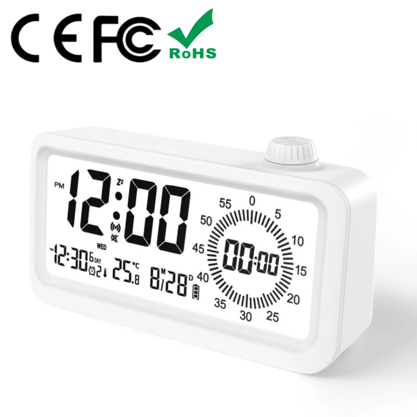 Alarm Clock with 3 Alarms, Night Light, Visual Timer, Digital Clock for Children Students, Desk Clock with Gift Box for Bedroom