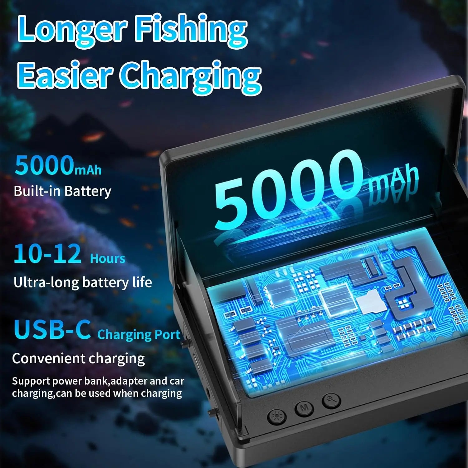 Portable Fish Depth Finder Water Handheld 1080P 4.3 Inch LCD Fish Finder Waterproof Underwater Fishing Camera With Night Vision