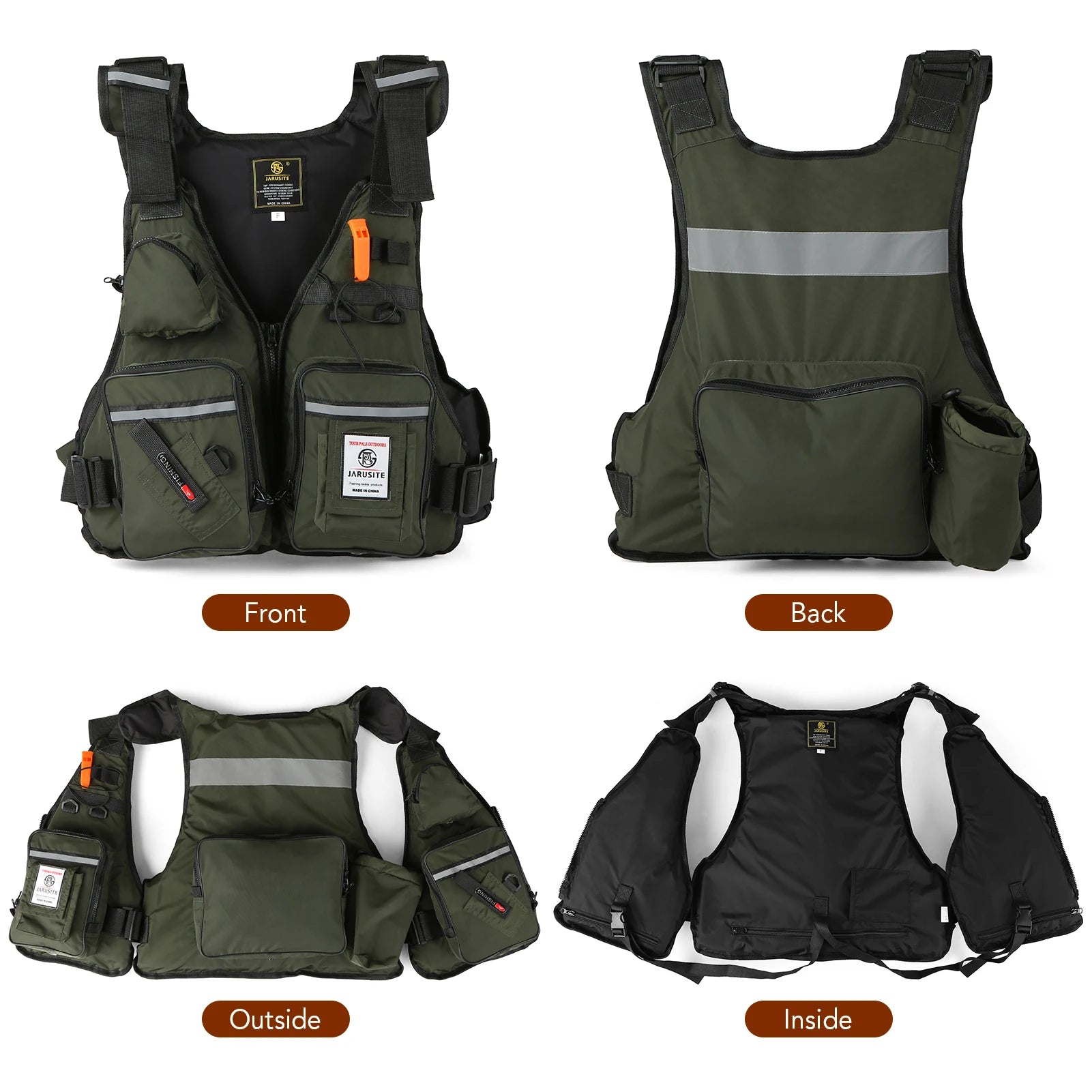 Men Professional Life Jacket Buoyancy Suit Portable Fishing Vests Multi-Pockets Waterproof Sea Fishing Adjustable Vest 2023 New