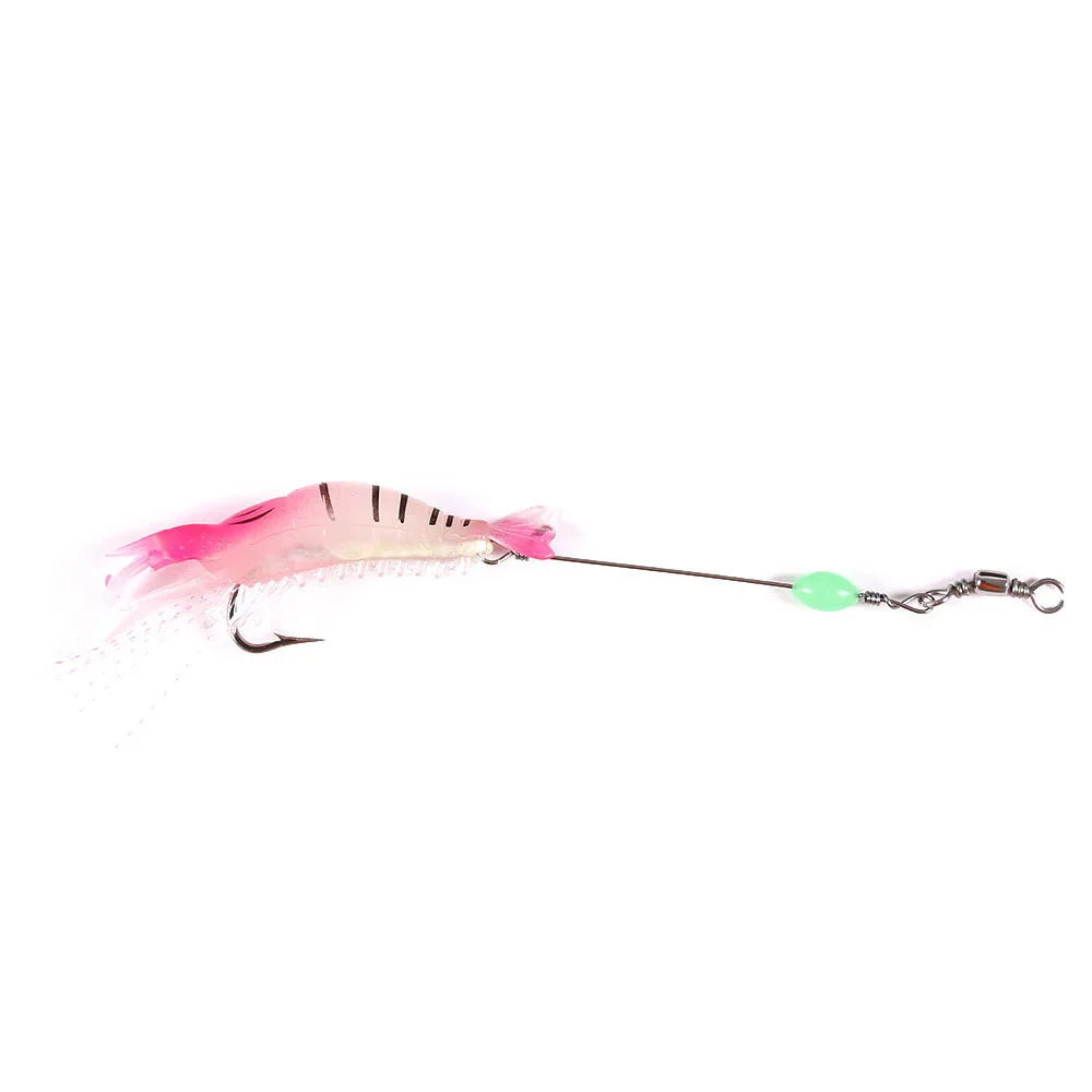 Fishing Tackle Soft Fishing Lure 9cm 6g Artificial Bait With Luminous Bead Swivels Hook Lifelike Soft Bait Shrimp Lure Carp