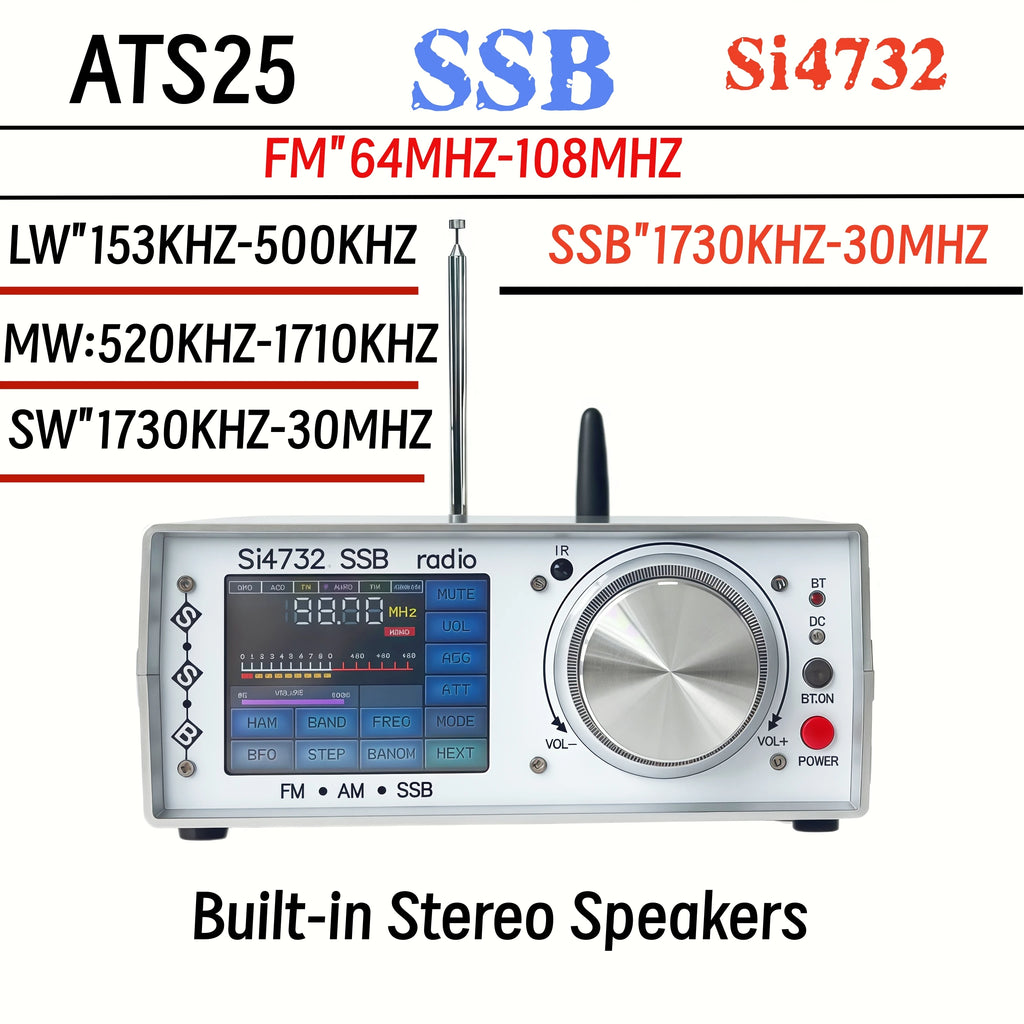 SI4732 Full-Band Stereo Radio, ATS25 Desktop FM/AM Radio & SSB Radio Wave Receiver, Supporting Bluetooth Transmission