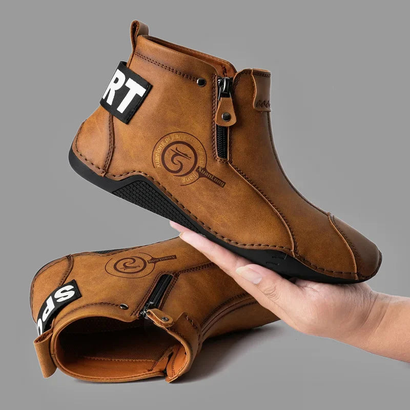 Autumn and Winter New Men's Short Boots  British Classic Retro Flat Bottom Cotton Shoes Outdoor Business Sports Casual Shoes