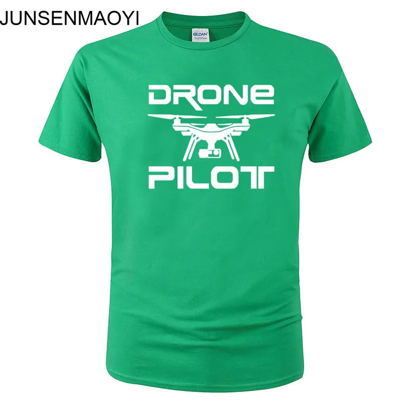 2025 New DRONE PILOTUAV Funny Printed T Shirt Summer Casual Cotton Short Sleeve O-Neck Men Clothing Brand Tee Plus Size XS-XXXL