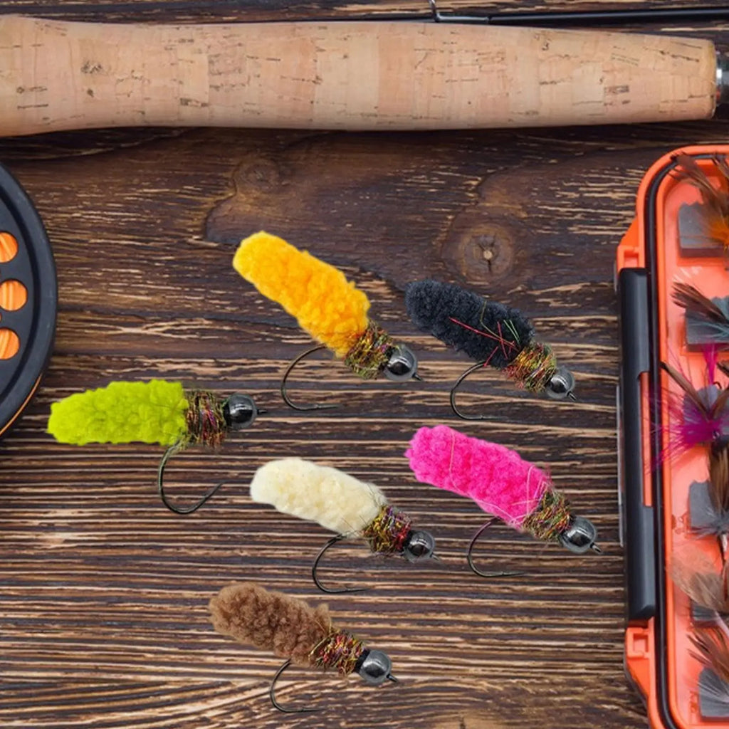 6 Pieces Fly Fishing Lures Artificial Baits Copperhead Freshwater Saltwater Nymphs for Panfish Salmon Bluegill Fishing Tackle