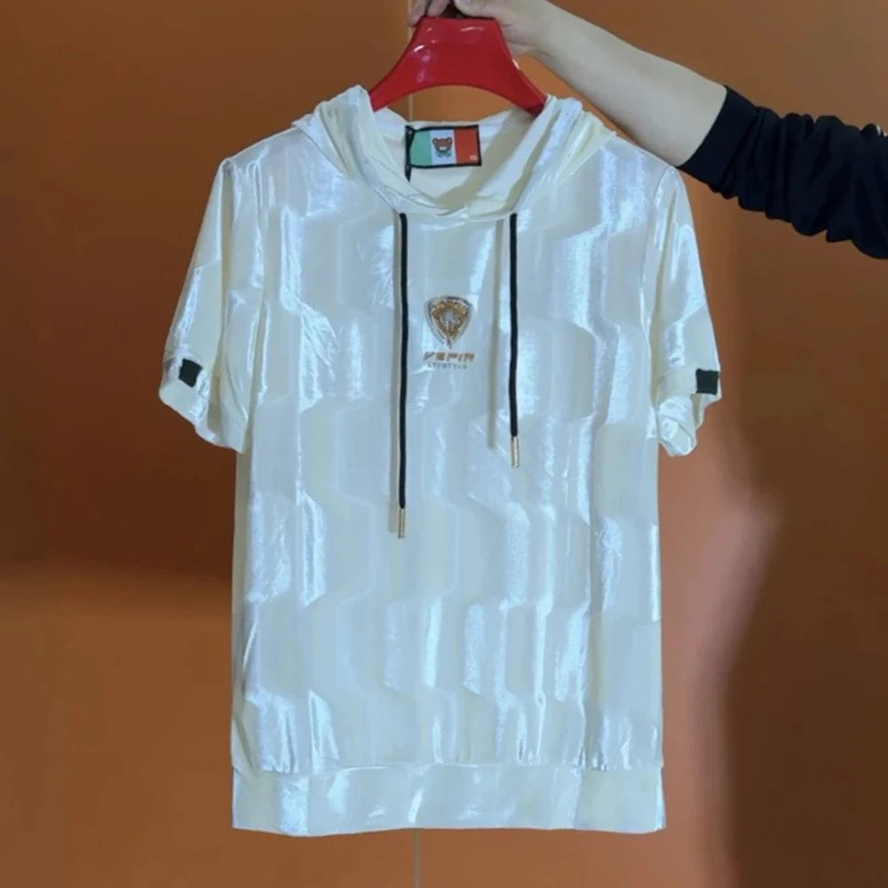 Mens T Shirt Soft Smooth Hooded T Shirt Summer Streetwear Fashion Breath Versatile Trendy Short Sleeved Top Men'S Clothing 2026