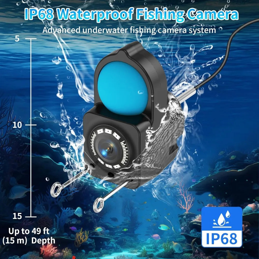 Portable Fish Depth Finder Handheld 1080P 4.3 Inch LCD Fish Finder IP68 Waterproof Underwater Fishing Camera with Night Vision