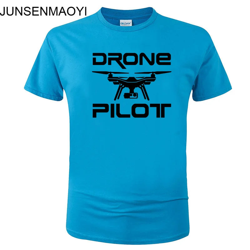 2025 New DRONE PILOTUAV Funny Printed T Shirt Summer Casual Cotton Short Sleeve O-Neck Men Clothing Brand Tee Plus Size XS-XXXL
