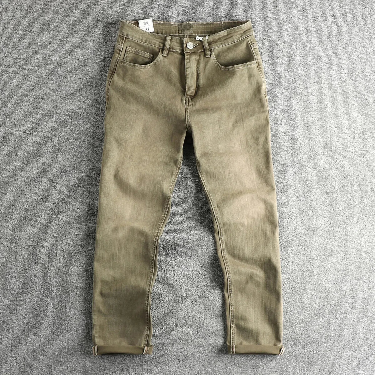 2025 Spring And Summer New American Retro High-elasticity Slub Cotton Men's Washed Straight Jeans Fashion Loose Casual Pants