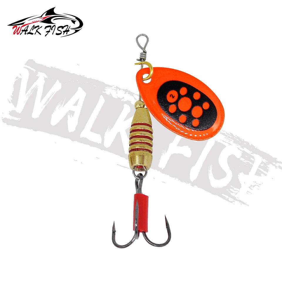 WALK FISH Spinner Lures 5.9cm 5g Rotating Spinners Spoon Hard Bait Pike Metal With Treble Hooks Fishing Lure Pesca Tackle
