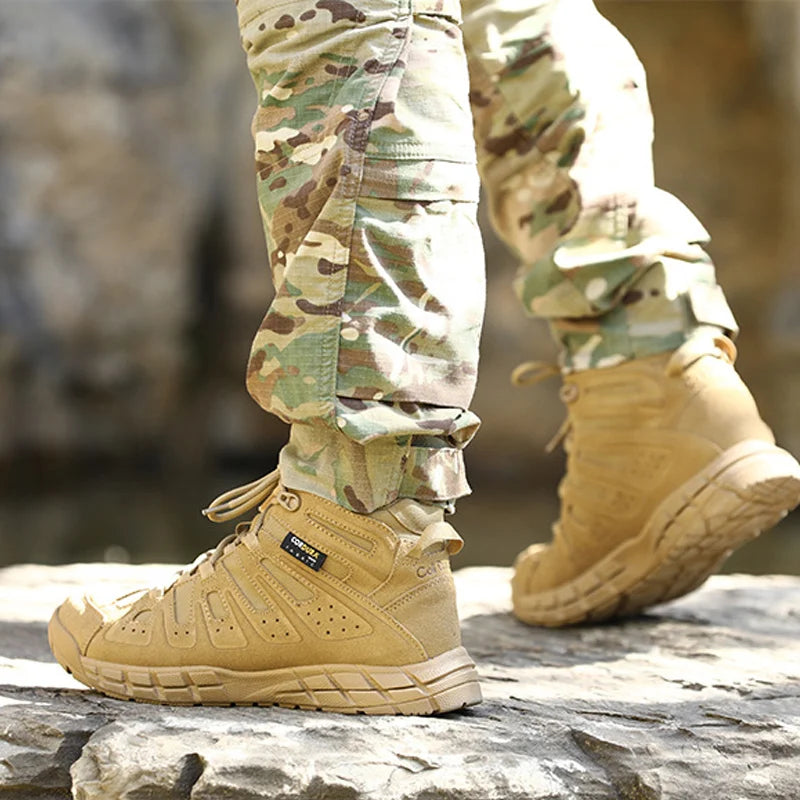 Hiking shoes Men waterproof hunting Boots Cow Leather Tactical Desert Combat Ankle Male working mountian trekking Sneakers