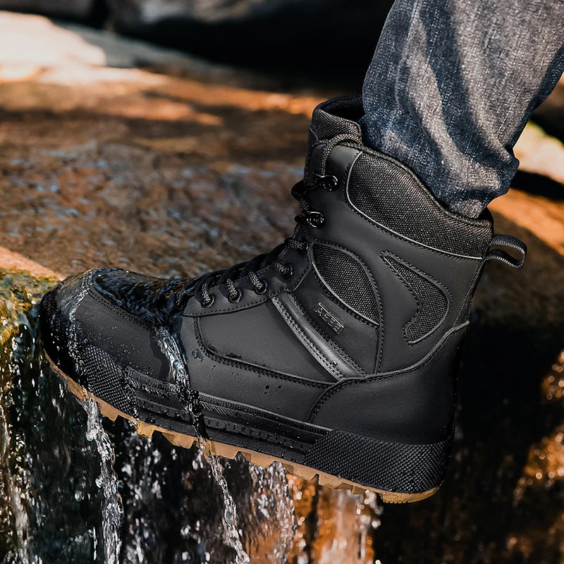 Men's Outdoor Hiking Tactical Boots Military Work Waterproof Work Safety Hunting Shoes Ankle Desert Boots Sports Climbing Shoes