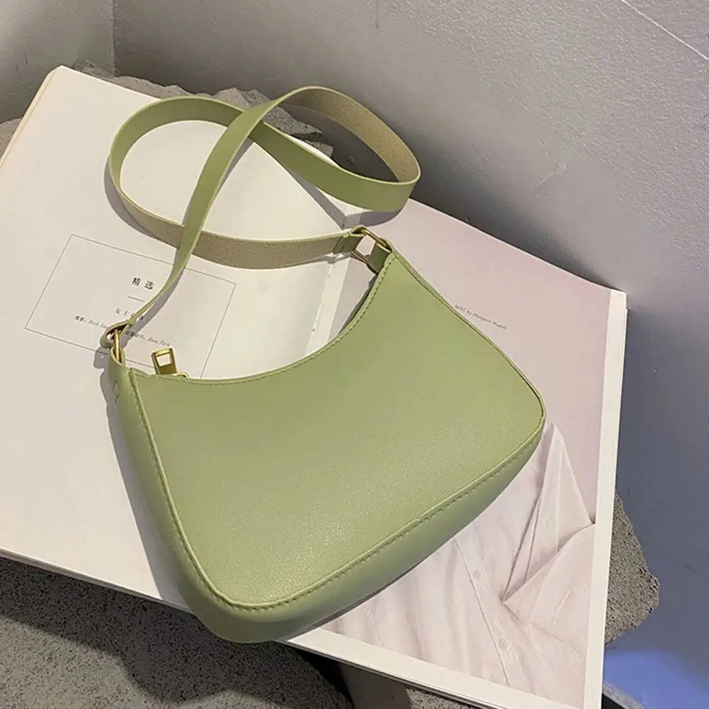 Women's Fashion Handbags Retro Solid Color PU Leather Shoulder Underarm Bag Casual Women Hobos Handbags sac à main femme